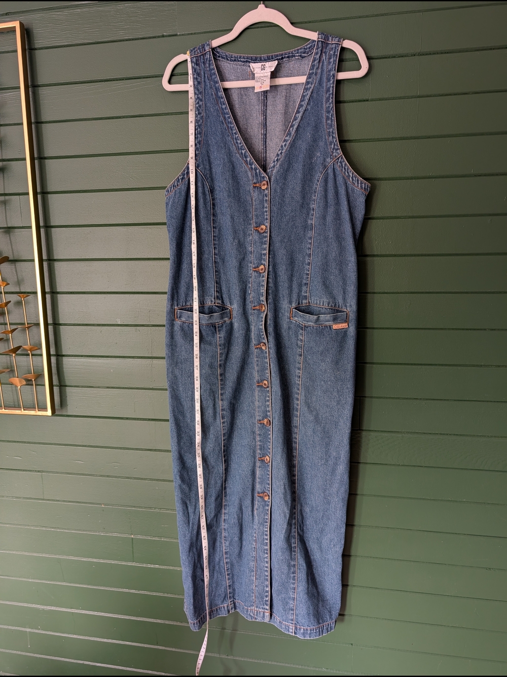 Vintage Button-Front Denim Jumper Dress - Picture 4 of 6
